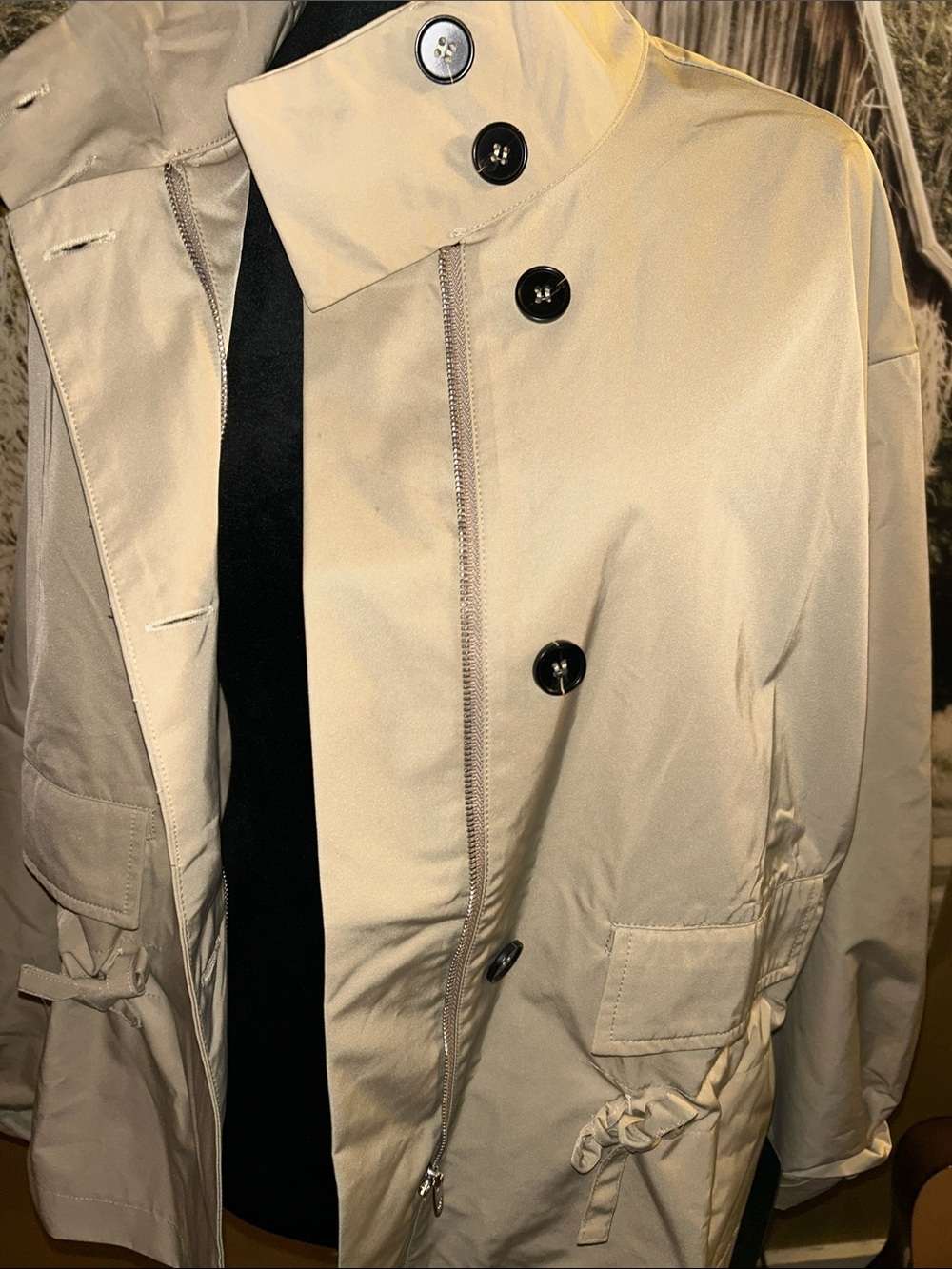 Lulu's Light Beige Trench Coat with Drawstring Waist - Picture 4 of 5